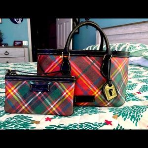 Dooney & Bourke East/West zip top tartan tote & matching wristlet